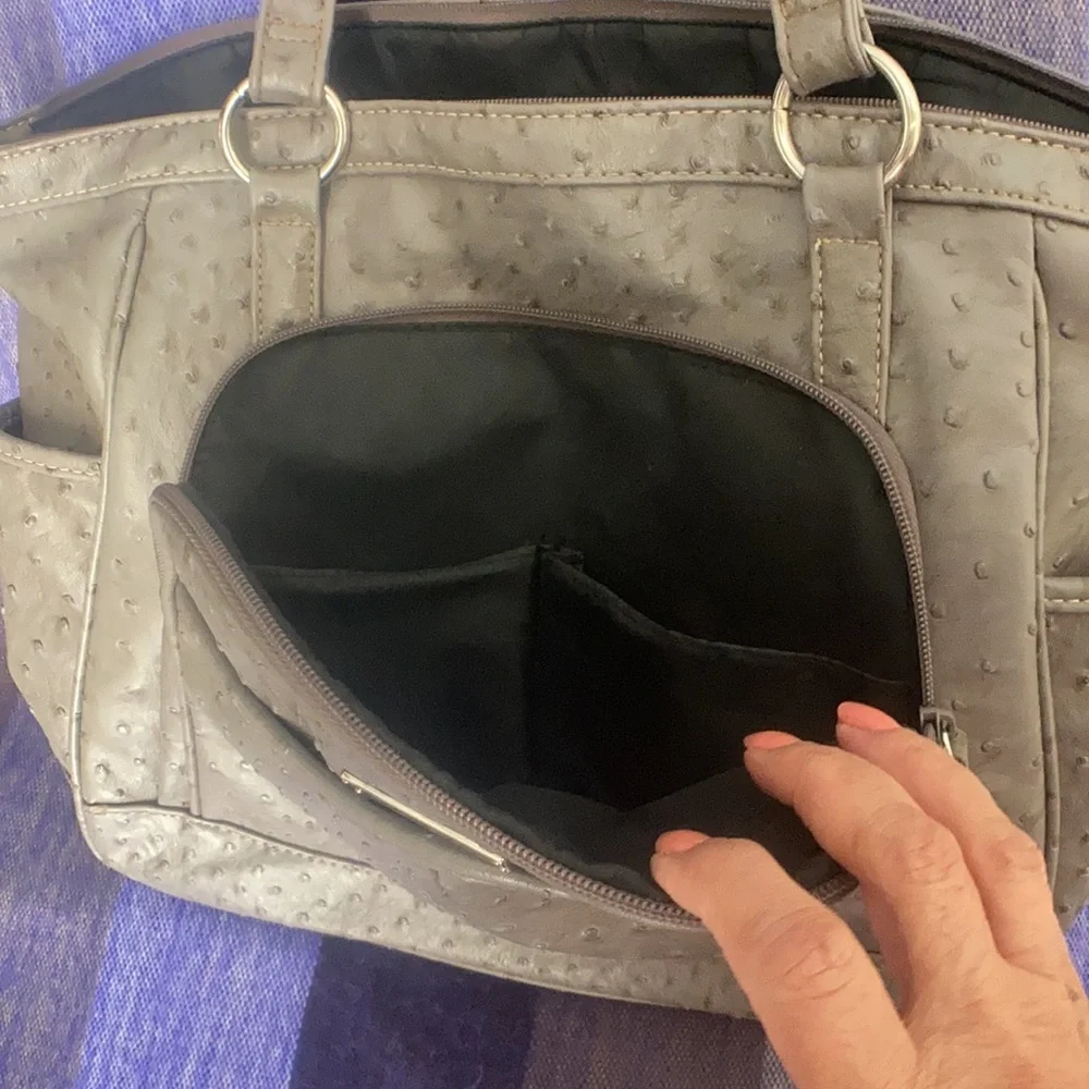 Vintage large MultiSac faux ostrich leather tote/laptop bag